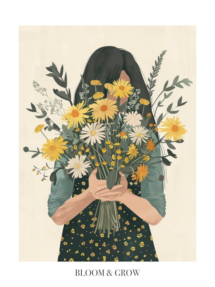 Bloom And Grow Spring Girl With Yellow Flowers 6