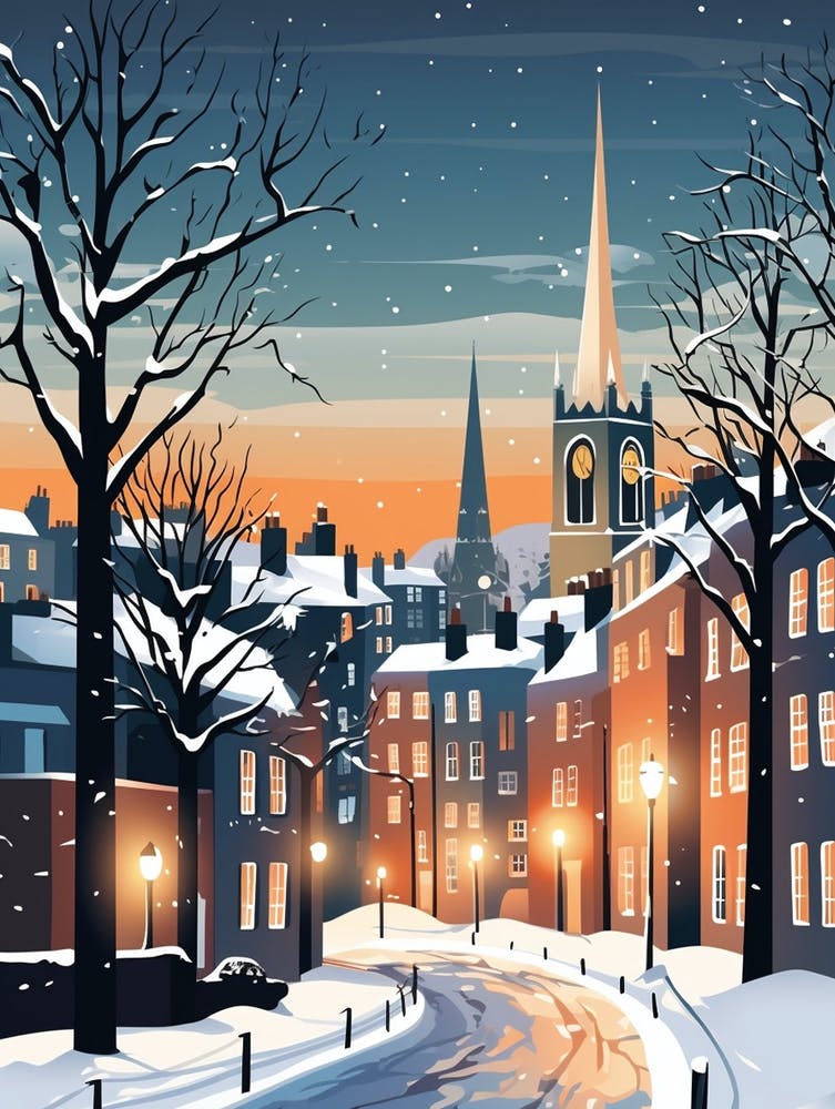 Winter Travel Night Illustration St Andrews United Kingdom 4