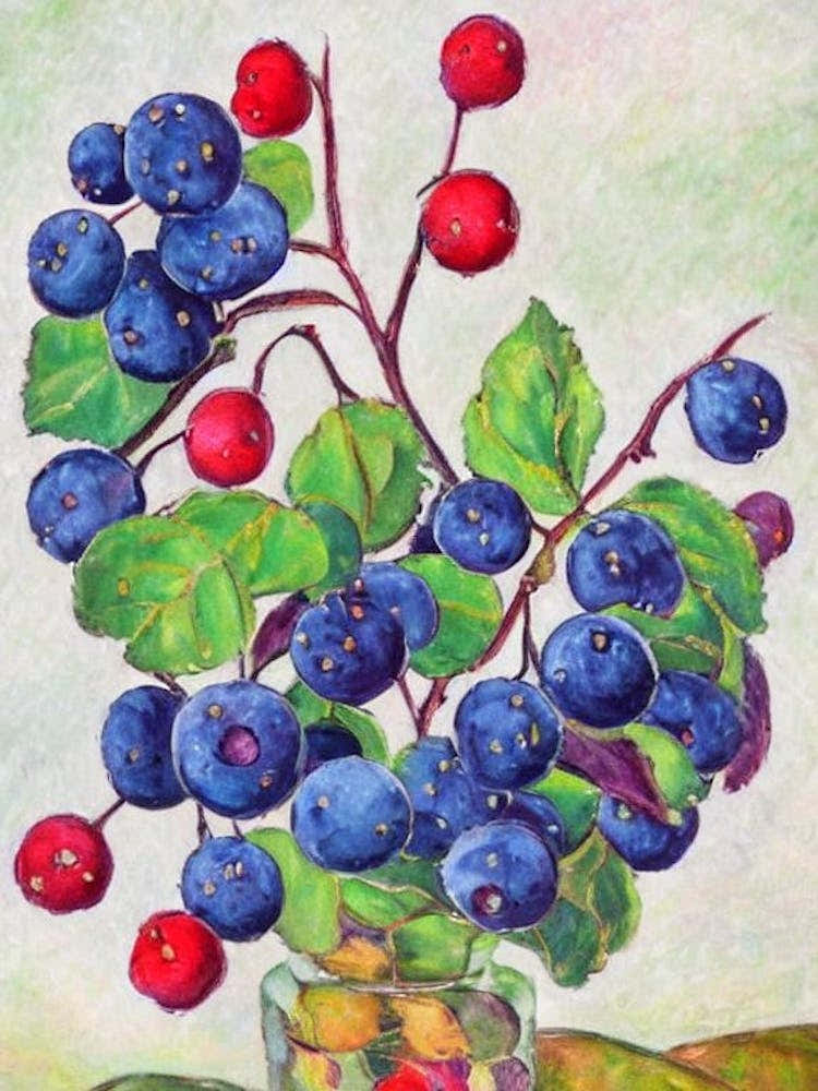 Salal Berry Vintage Sketch Fruit