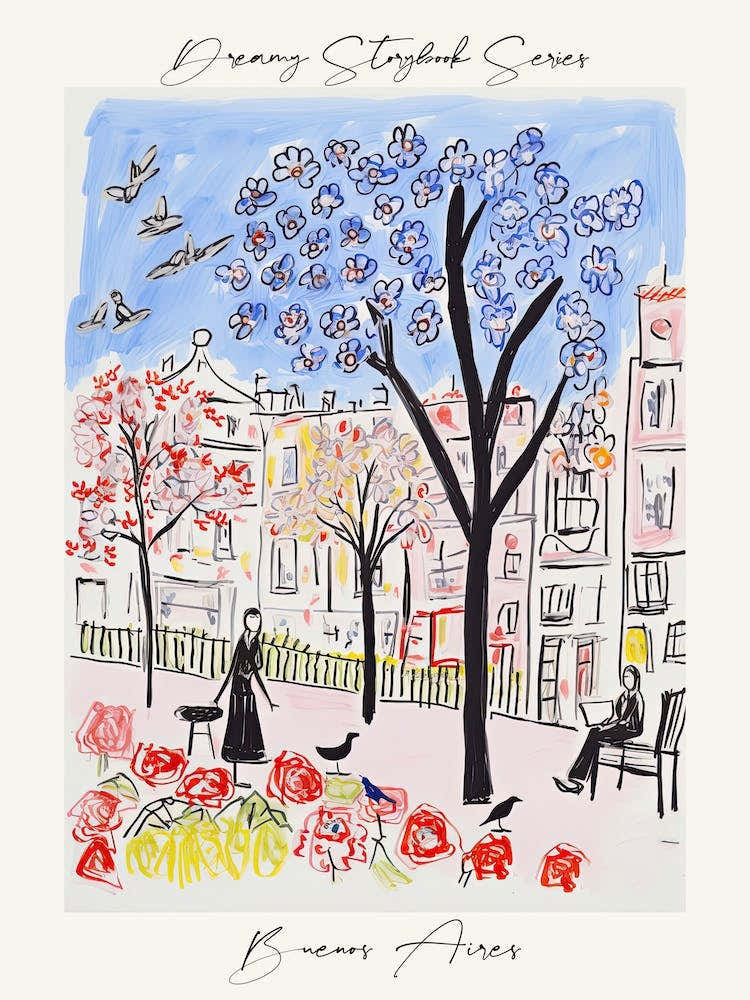 Poster Of Buenos Aires, Dreamy Storybook Illustration 2