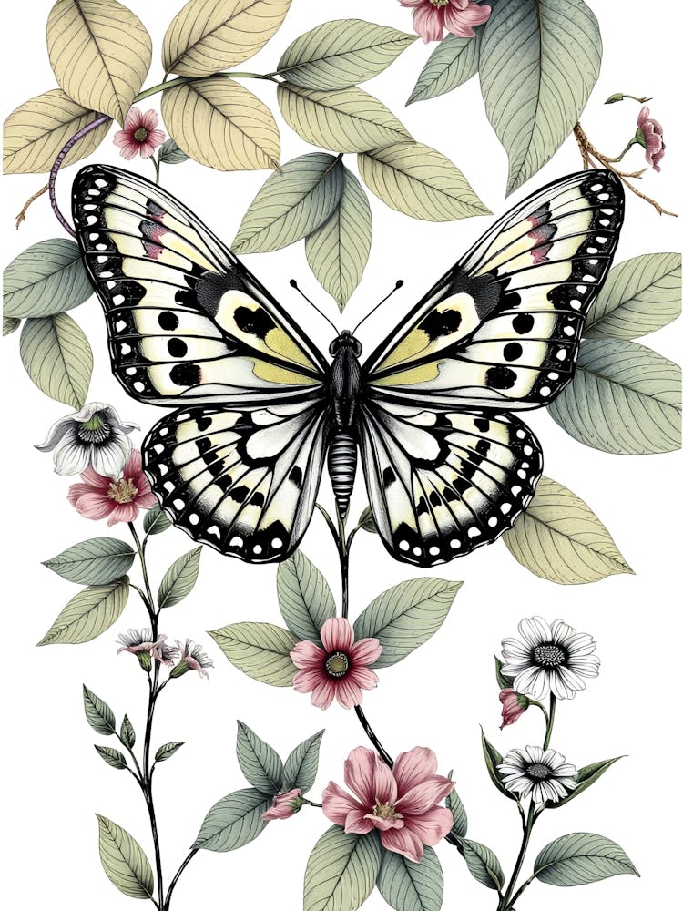 Butterfly And Flowers 2