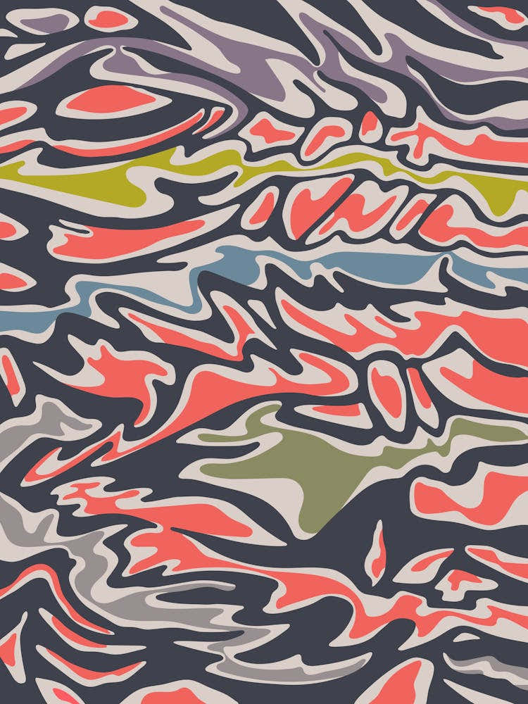 FLOW Retro Mid-Century Modern Abstract Water Marble in Vintage 50s Colors