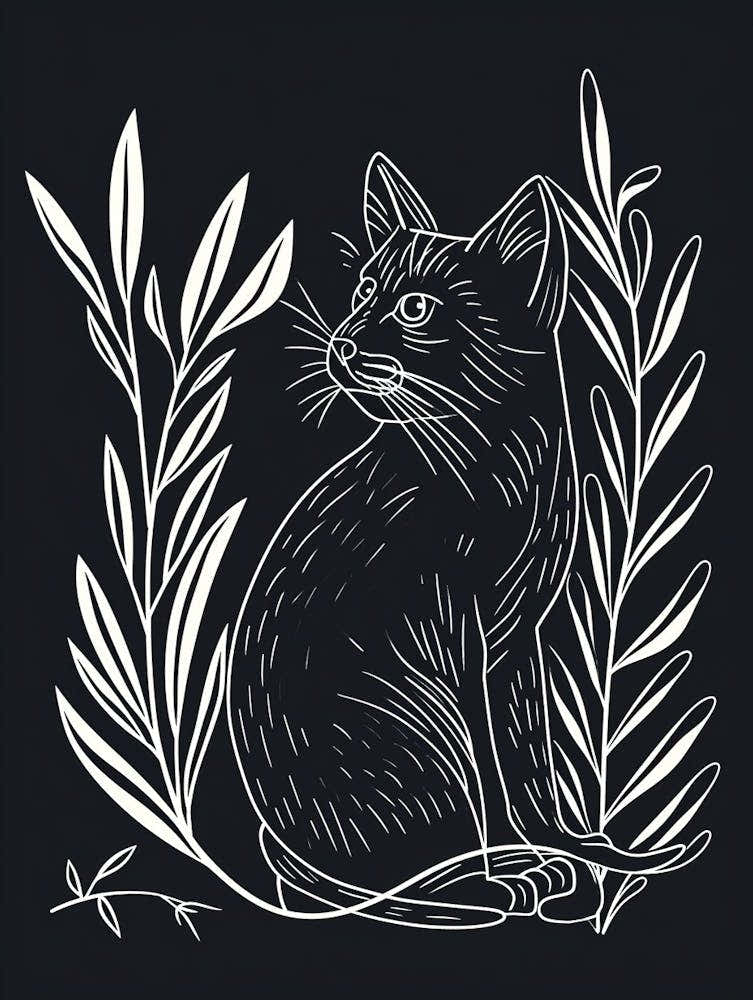 Russian Blue Cat Minimalist Illustration 2