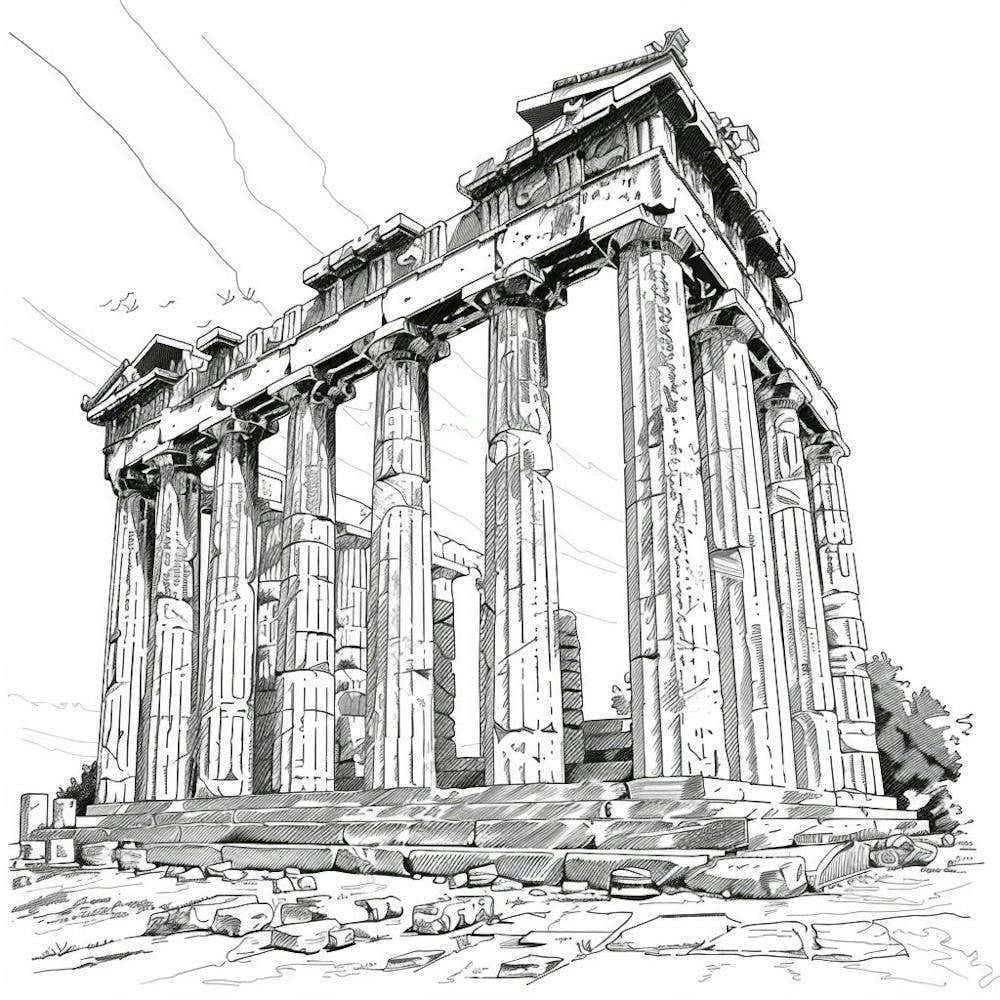 A Temple Of Olympian Zeus In Athens Hand Drawn S 1720009068 4