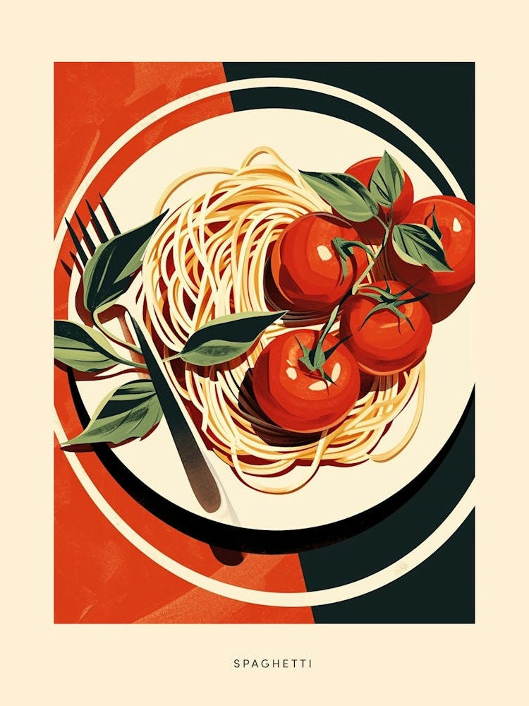 Spaghetti Art Deco Poster