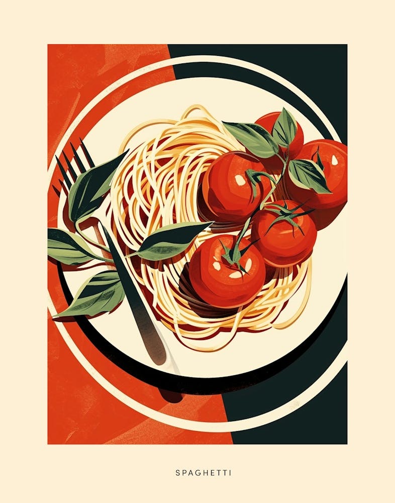 Spaghetti Art Deco Poster