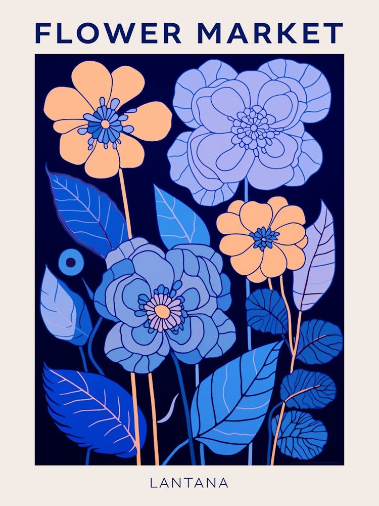 Blue Flower Market Poster Lantana 2
