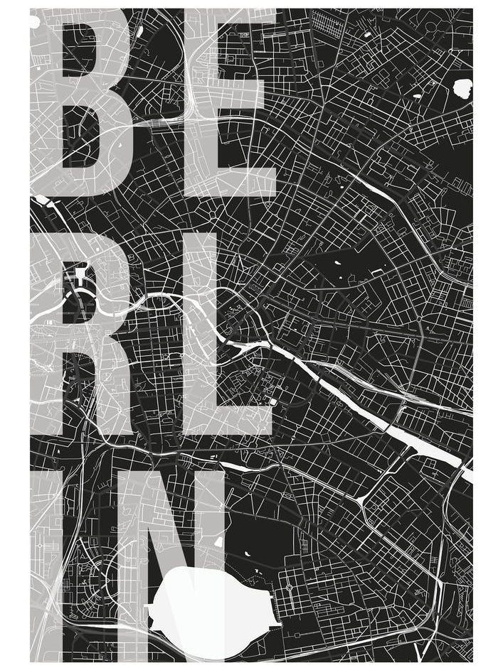 Berlin Mono Street Map Text Overlay