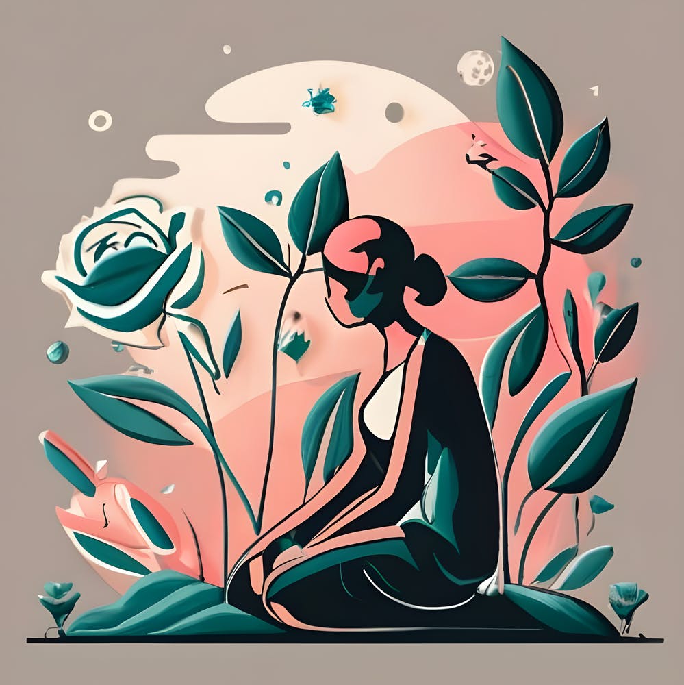 Beautiful woman with flowers in background