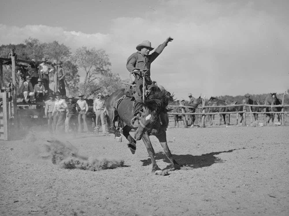 Quemado,New Mexico, Bronc Busting At The Rodeo By Russell Lee 1