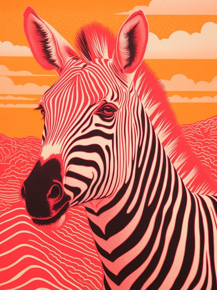 Zebra Pink Orange Line Portrait 1