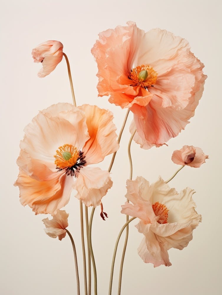 Pressed Wildflower Botanical Art Poppies 1