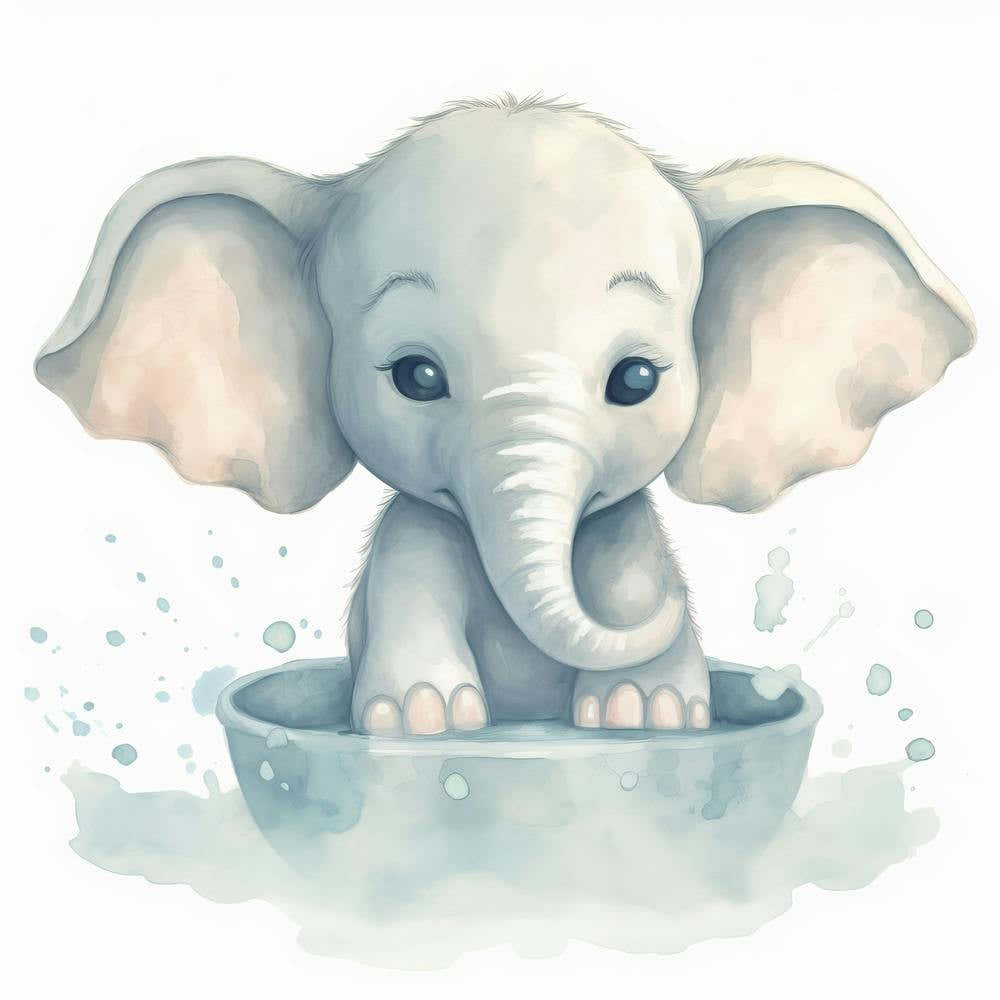 Baby Elephant In A Bowl