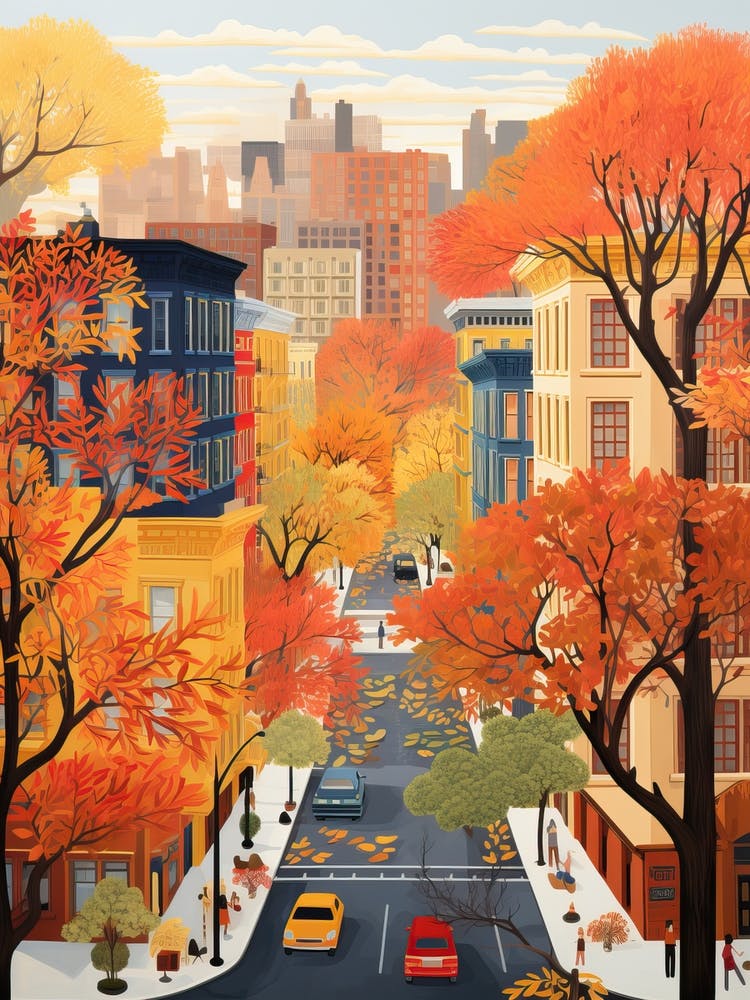 New York In Autumn Fall Travel Art 3