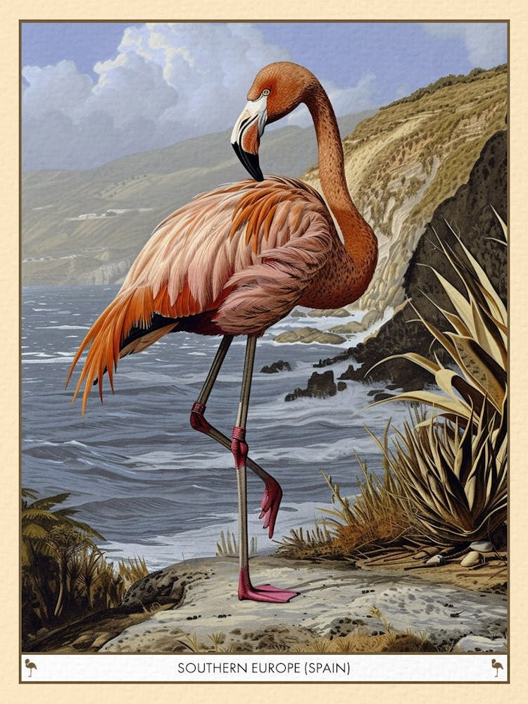 Greater Flamingo Southern Europe Spain Tropical Illustration 2 Poster