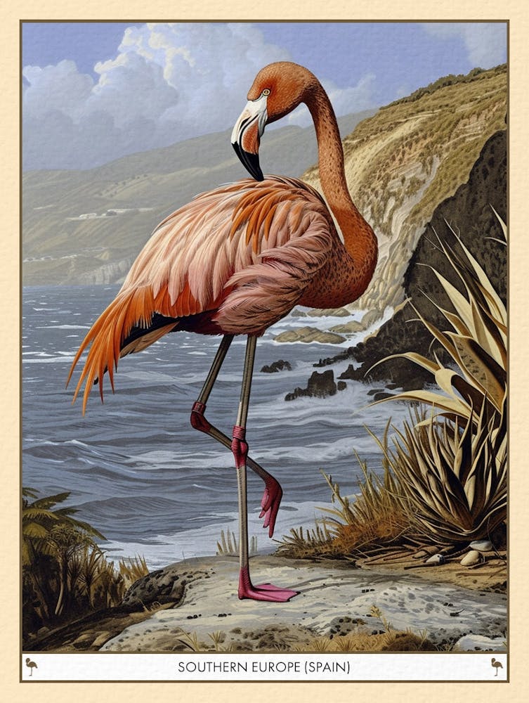 Greater Flamingo Southern Europe Spain Tropical Illustration 2 Poster