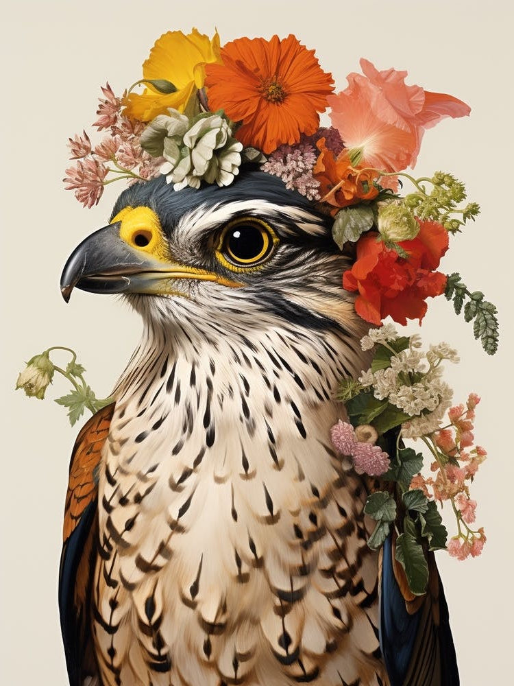 Bird With A Flower Crown Eurasian Sparrowhawk 3