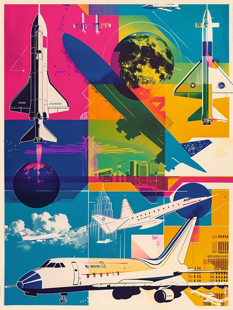 Air Space Museum New York Colourful Silkscreen Illustration 2