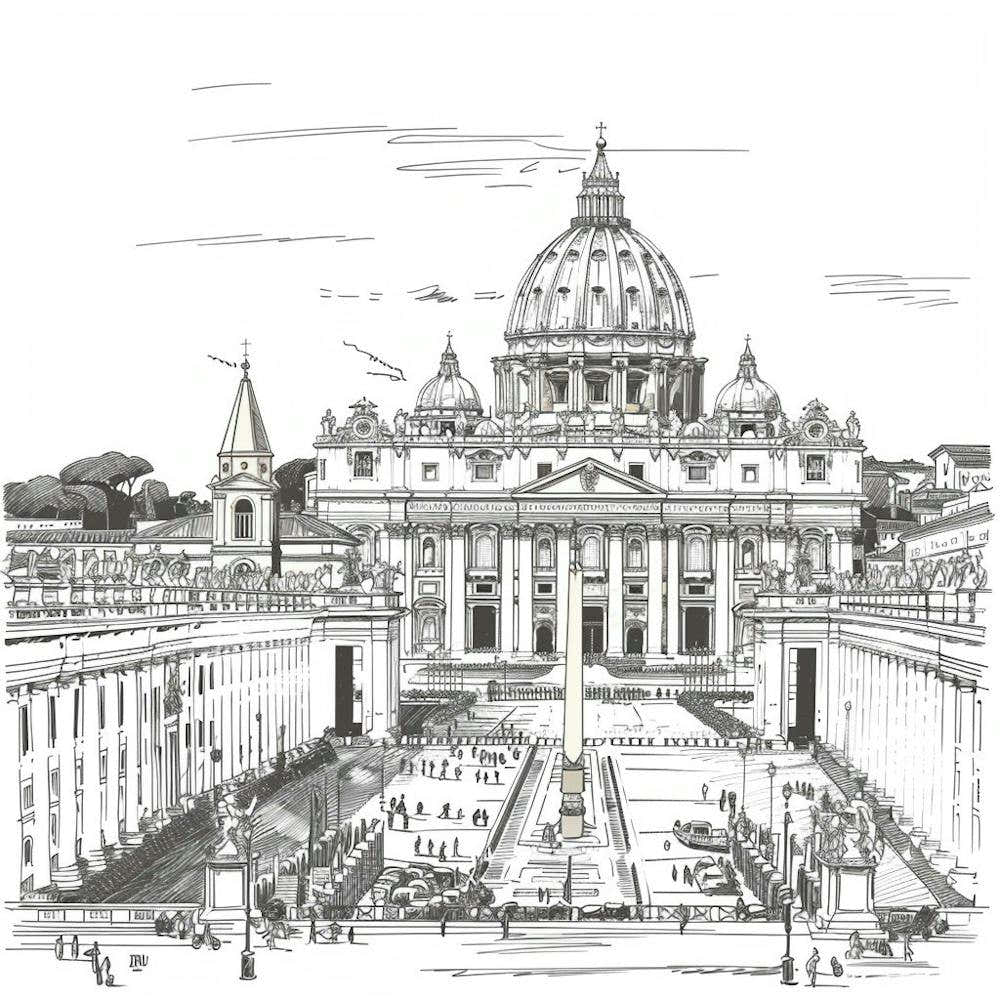A Vatican City In Rome Hand Drawn Sketch Illustr 1719920099 3