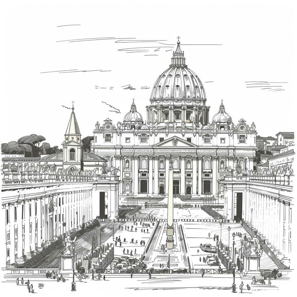 A Vatican City In Rome Hand Drawn Sketch Illustr 1719920099 3