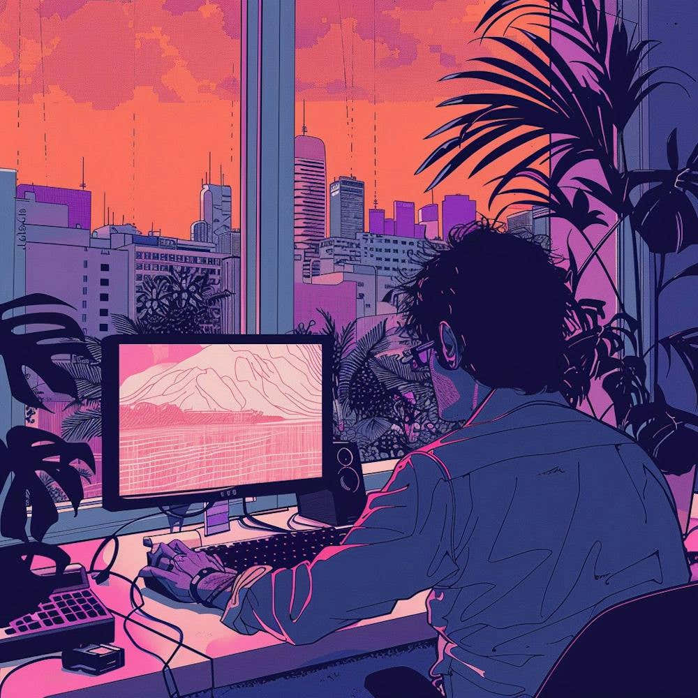 Portrait Of A Man Working At His Computer