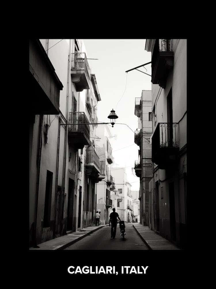 Poster Of Cagliari, Italy, Mediterranean Black And White Photography Analogue 1
