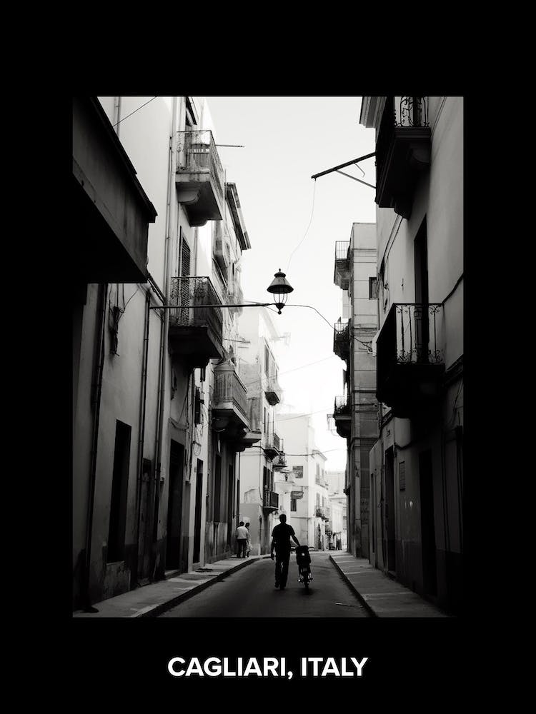 Poster Of Cagliari, Italy, Mediterranean Black And White Photography Analogue 1