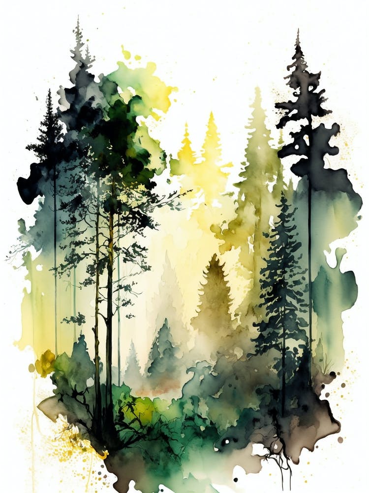 Watercolor Of A Forest 3