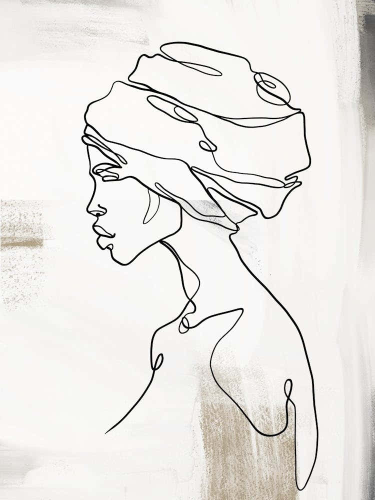 Female Face One Line Drawing