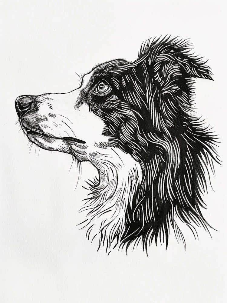 Miniature American Shepherd Dog Line Sketch 1