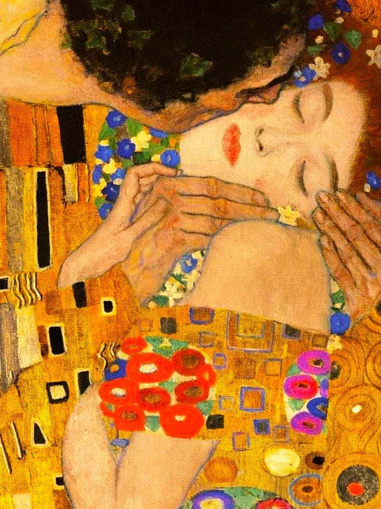 Gustav Klimt, The Kiss, Close Up Detail HD