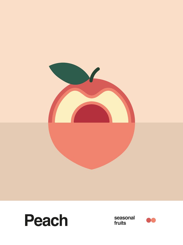 Minimalist Peach Poster - Seasonal Fruits