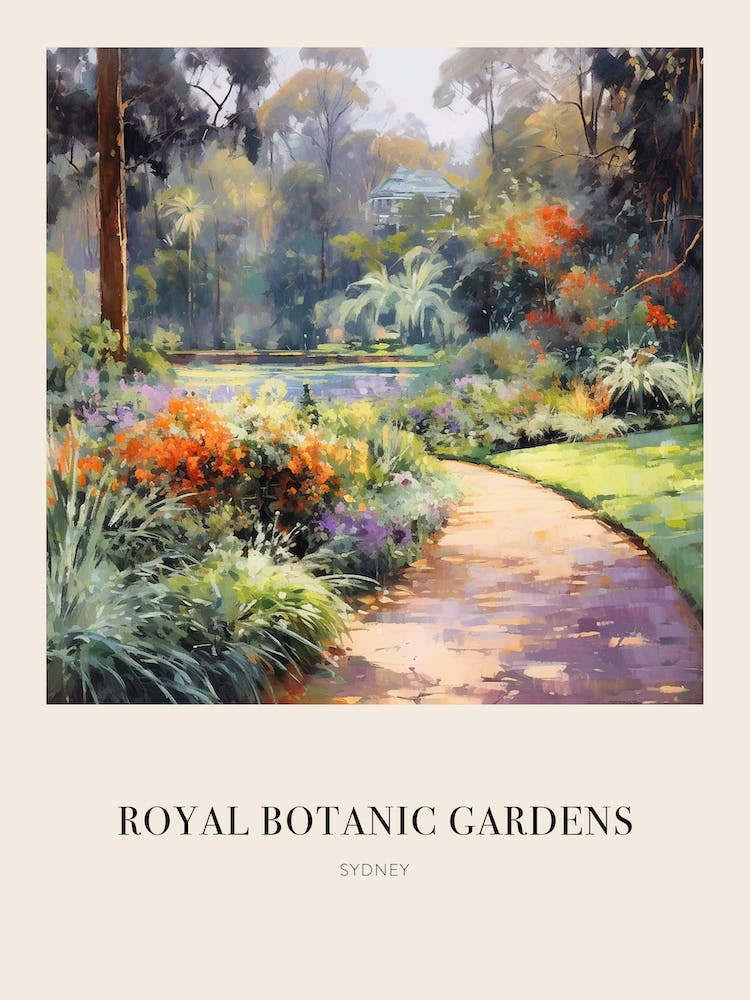 Royal Botanic Gardens Sydney Australia Vintage Cezanne Inspired Poster