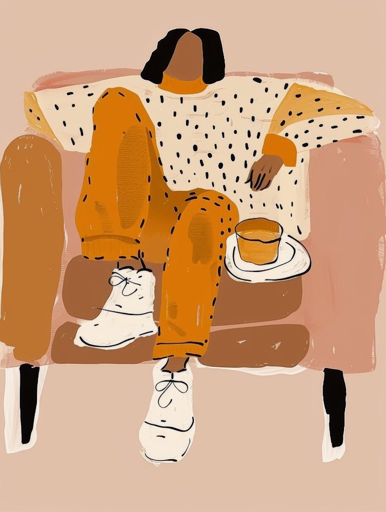 Illustration Of A Woman Relaxing On A Couch