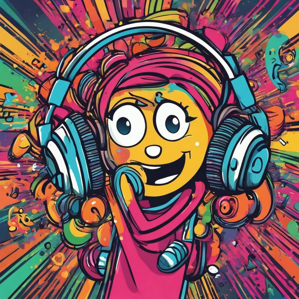 Cartoon Girl With Headphones