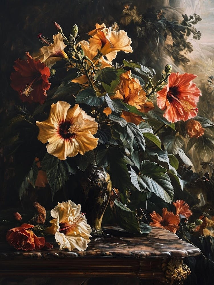 Baroque Floral Still Life Hibiscus 1