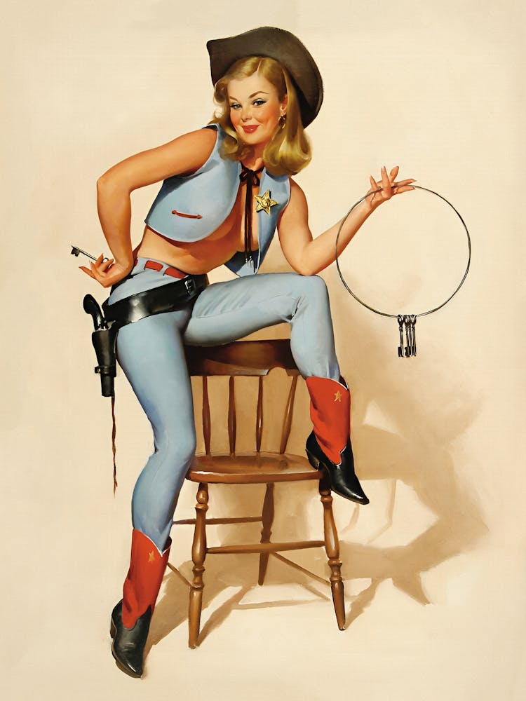 Cowgirl With Jail Key, Vintage, Retro Western Aesthetic