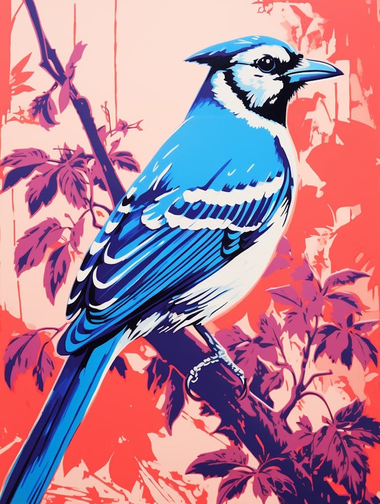 Andy Warhol Style Bird Blue Jay 2