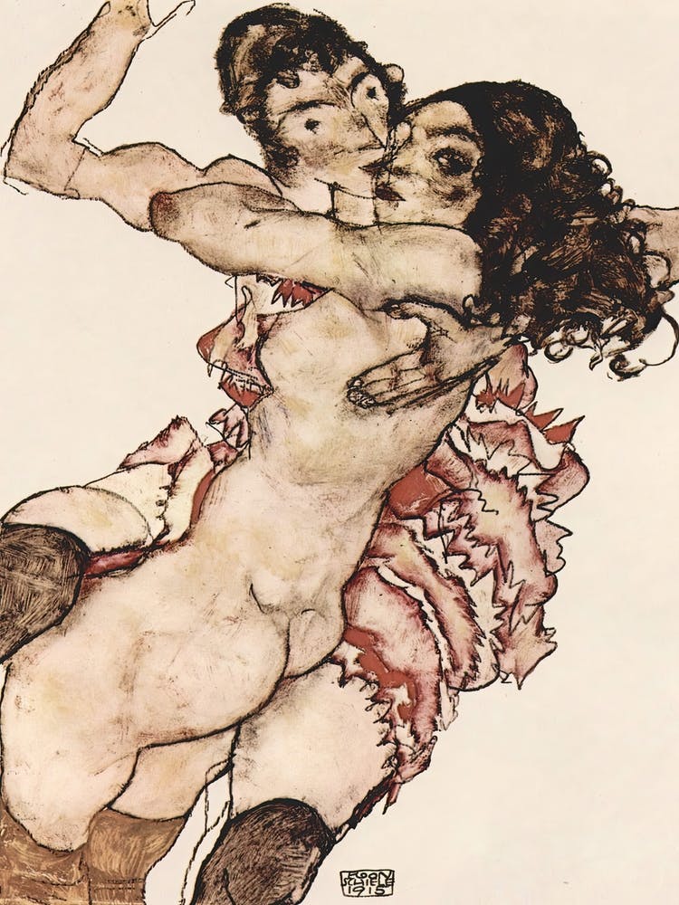 Pair Of Women Embracing Each Other (1915), Egon Schiele