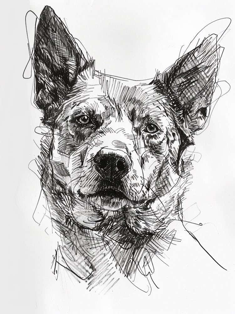 Pointed Dog Line Sketch 3