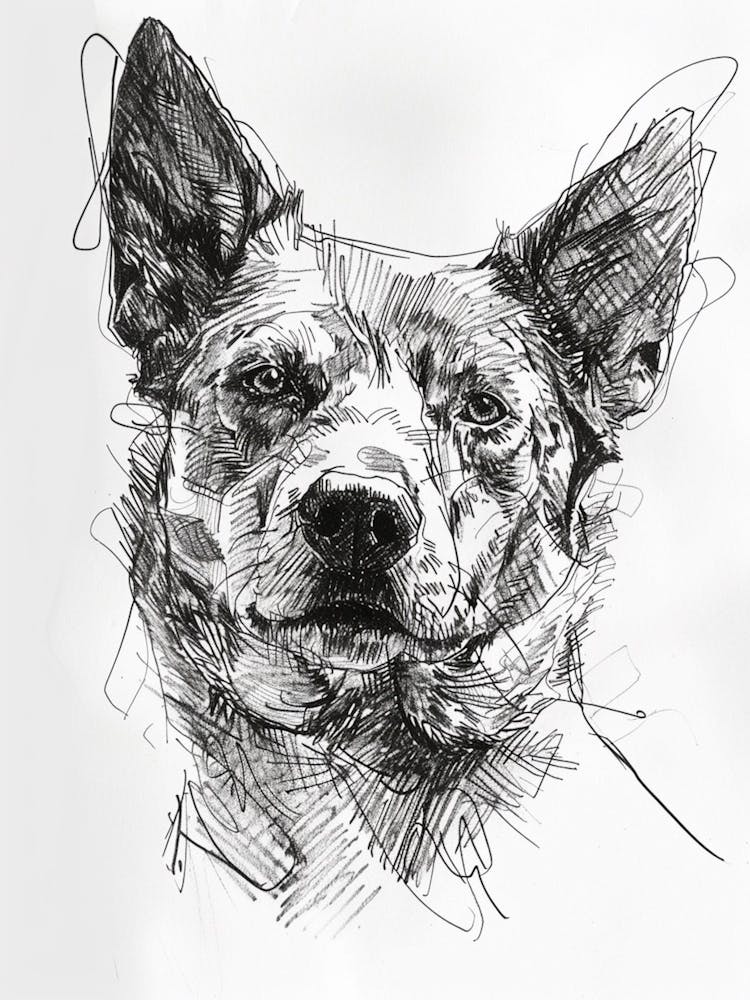 Pointed Dog Line Sketch 3