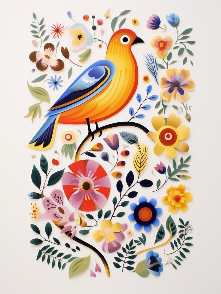 Scandinavian Bird Illustration American Goldfinch 2