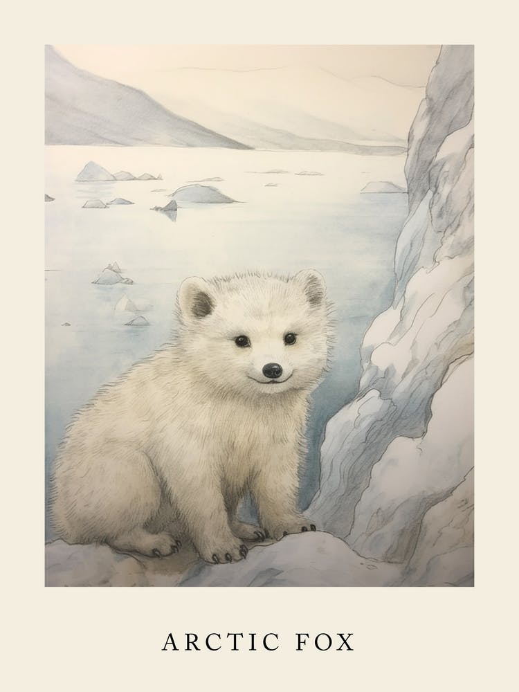 Beatrix Potter Inspired  Animal Watercolour Arctic Fox 3