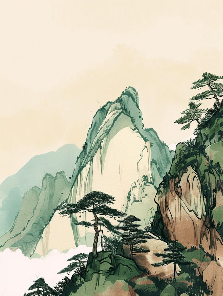 Mount Kanlaon Philippines Color Line Drawing (3)