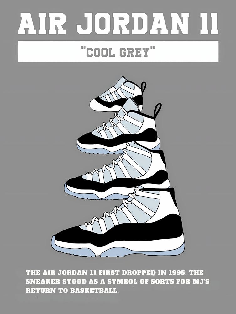 Air Jordan II Cool Grey - Air Jordan 11 Cool Grey - Michael Jordan Basketball Shoes