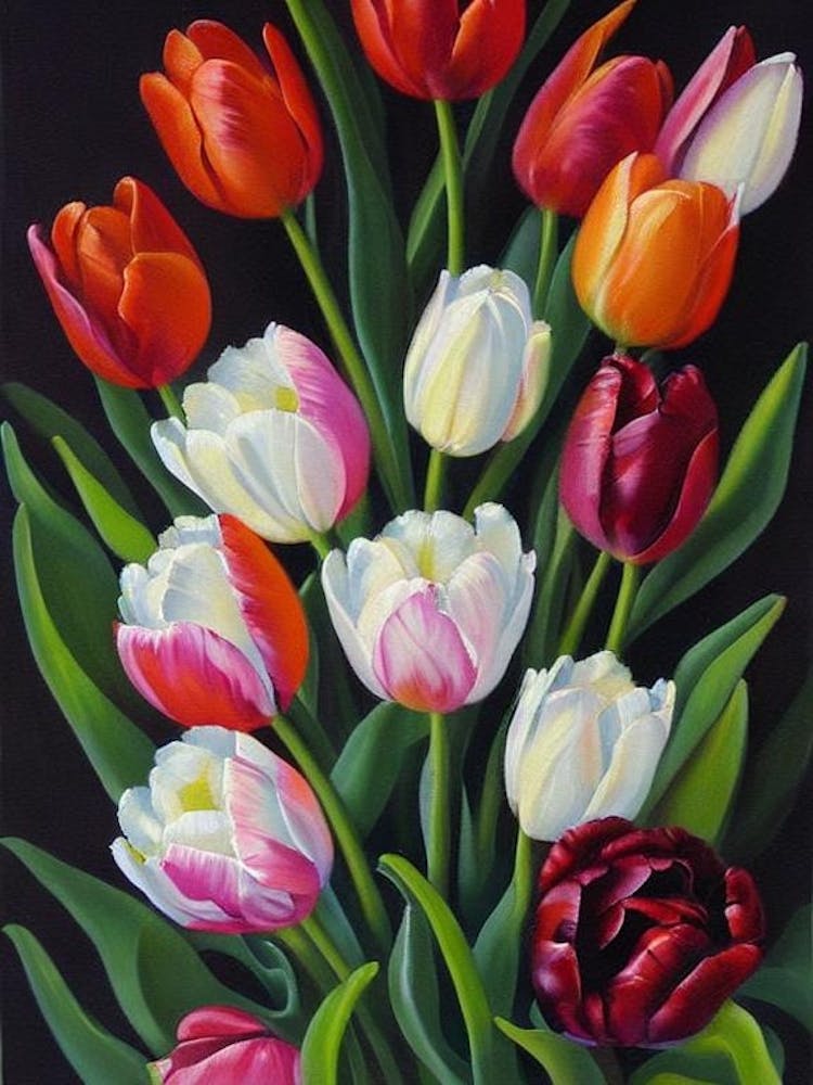 Tulips Still Life Oil Painting Flower