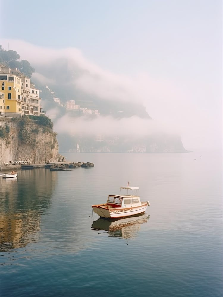 Amalfi Coast Boat, Summer Vintage Photography