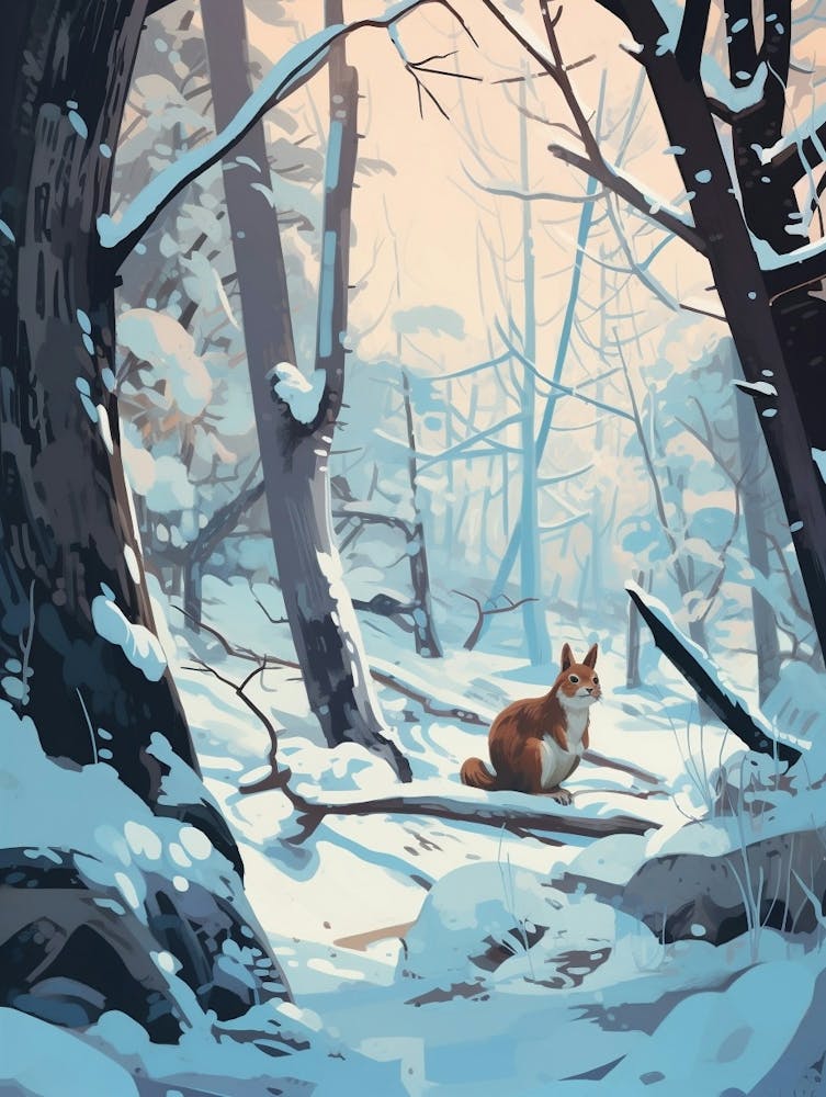 Winter Squirrel 2 Illustration