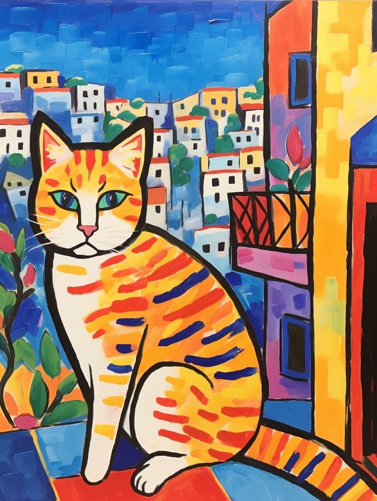 Painting Of A Cat In Byblos Lebanon 1