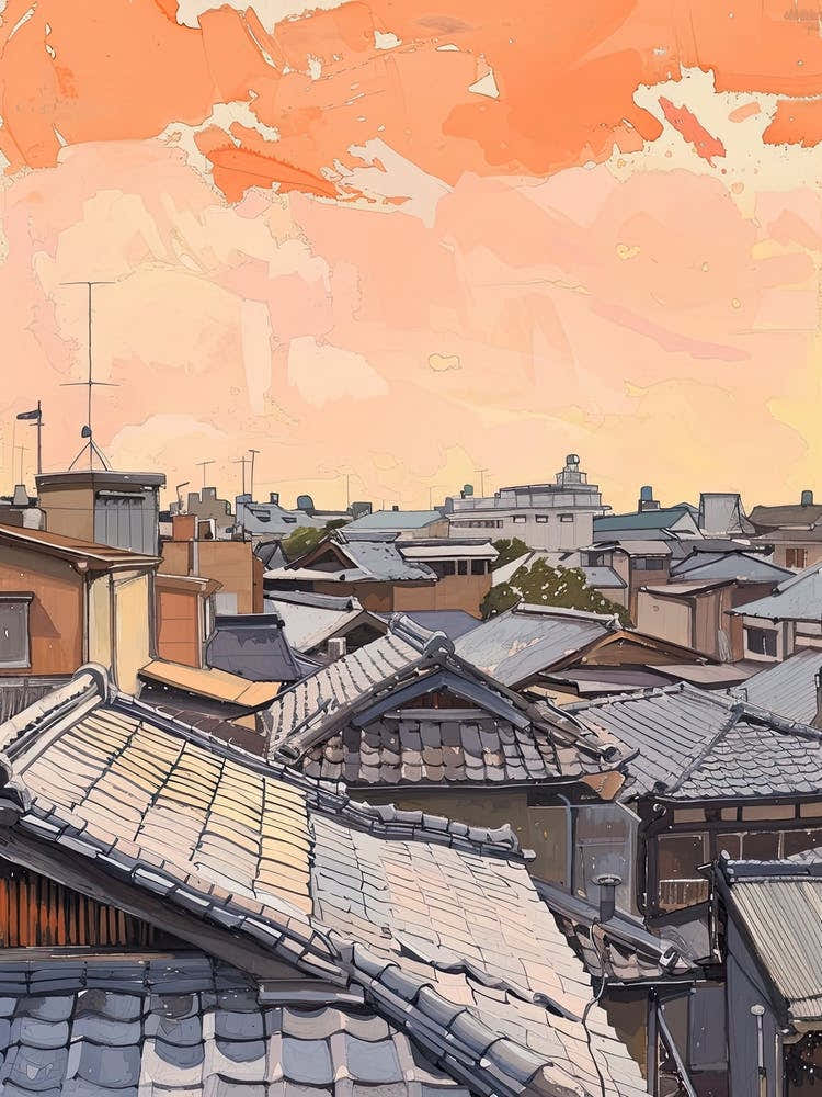 Osaka Rooftops Morning Skyline 1
